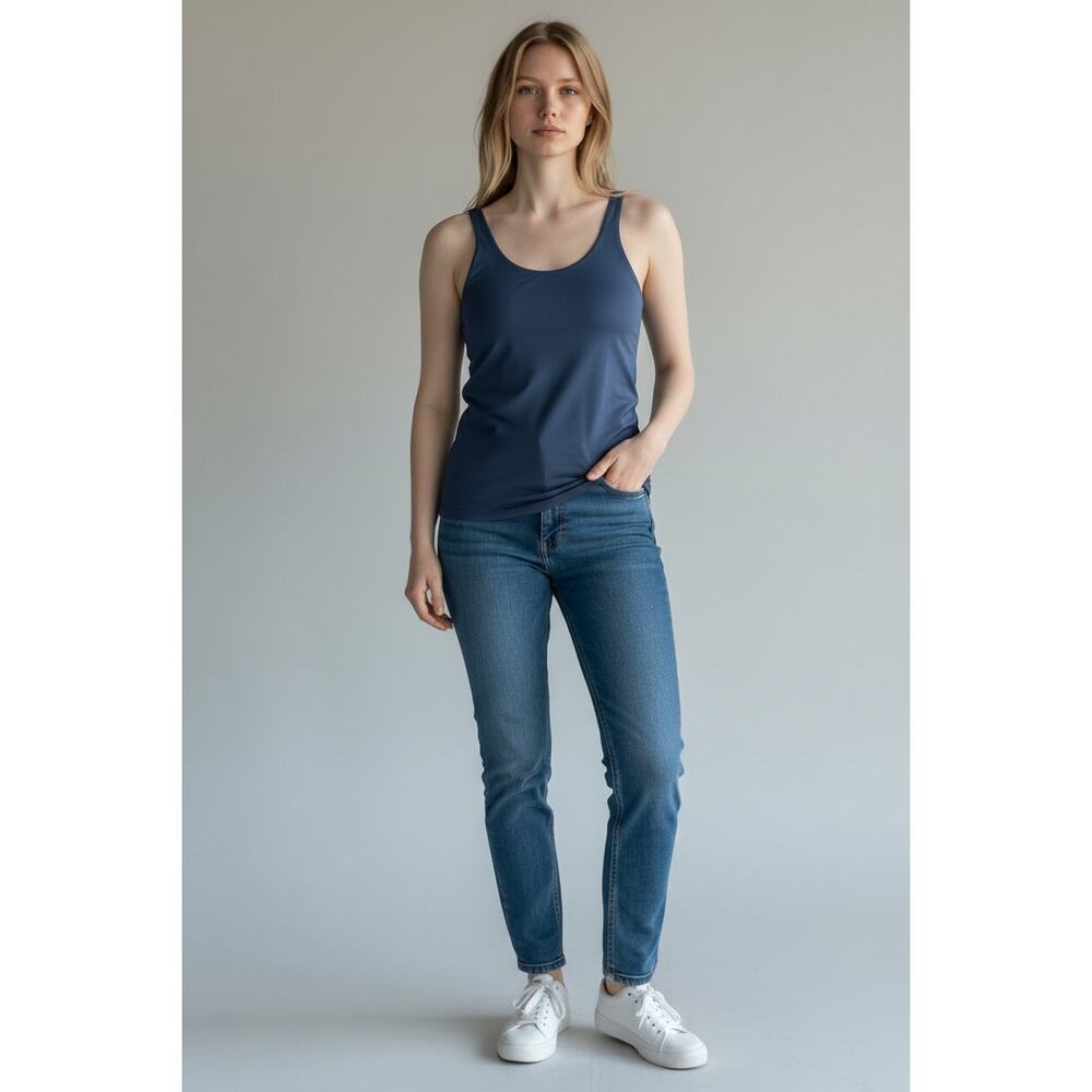 Abercrombie & Fitch Soft AF Blue Stretch Scoop Neck Sleeveless Tank Top Size S